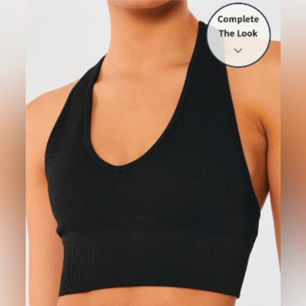 Gilly Hicks Active Ribbed Midi Sports Bra Black, size S, EUC!
